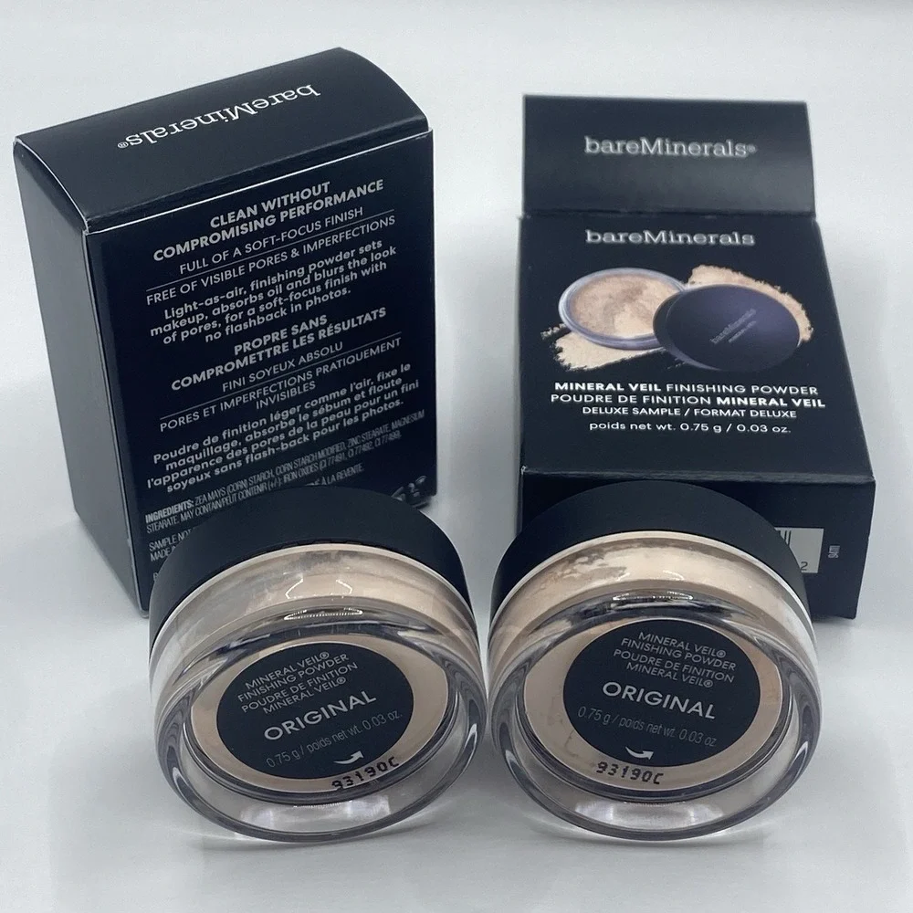 2x BareMinerals Mineral Veil Finishing Powder .03 oz / .75g Travel Size